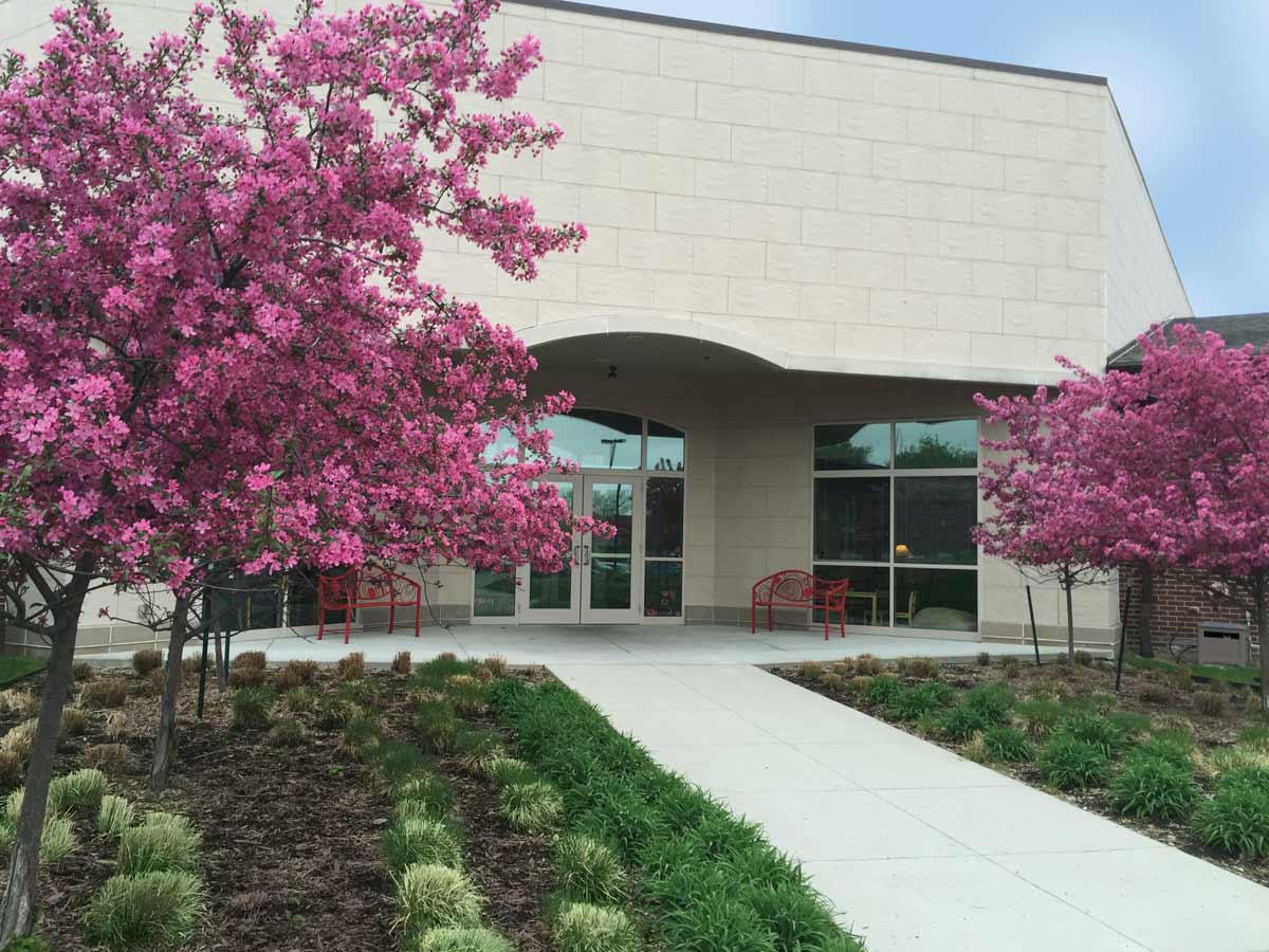 Mind & Spirit Counseling Center building entrance in spring